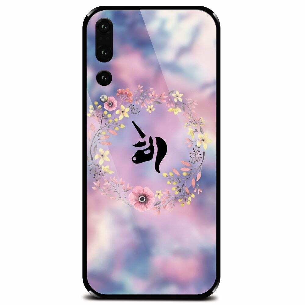 Husa din sticla securizata pentru Huawei P20 Pro, Unicorn Icon