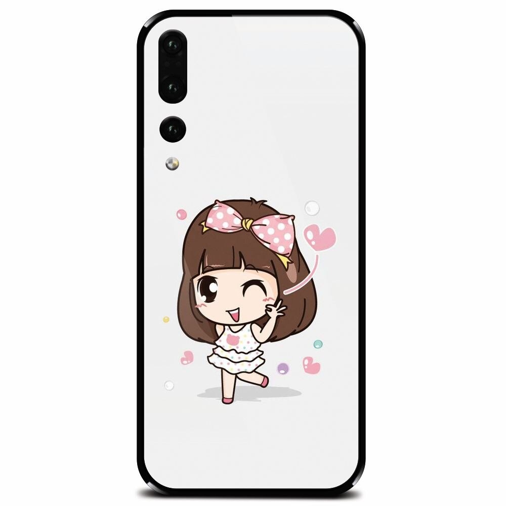 Husa din sticla securizata pentru Huawei P20 Pro, Happy Girl