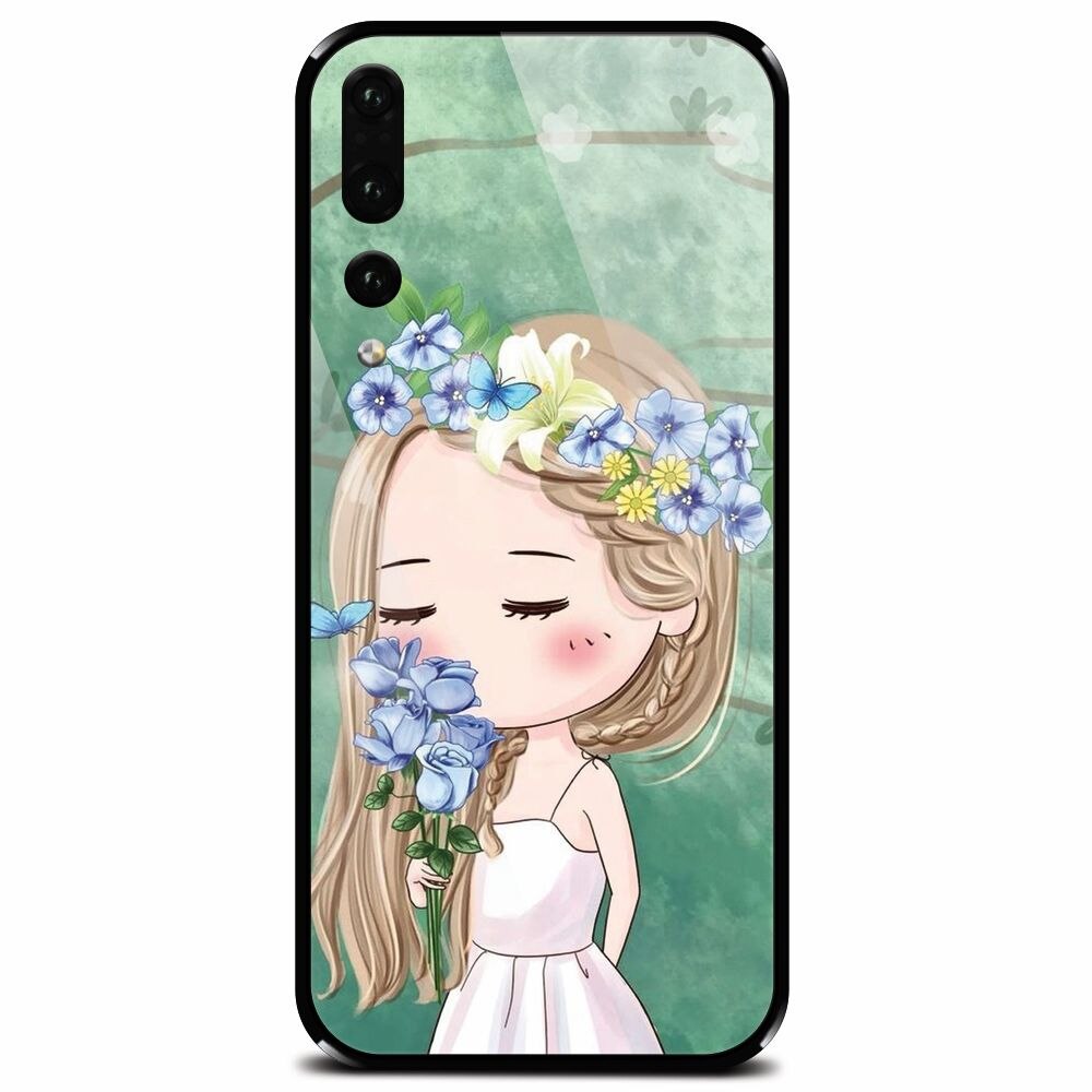 Husa din sticla securizata pentru Huawei P20 Pro, Girl