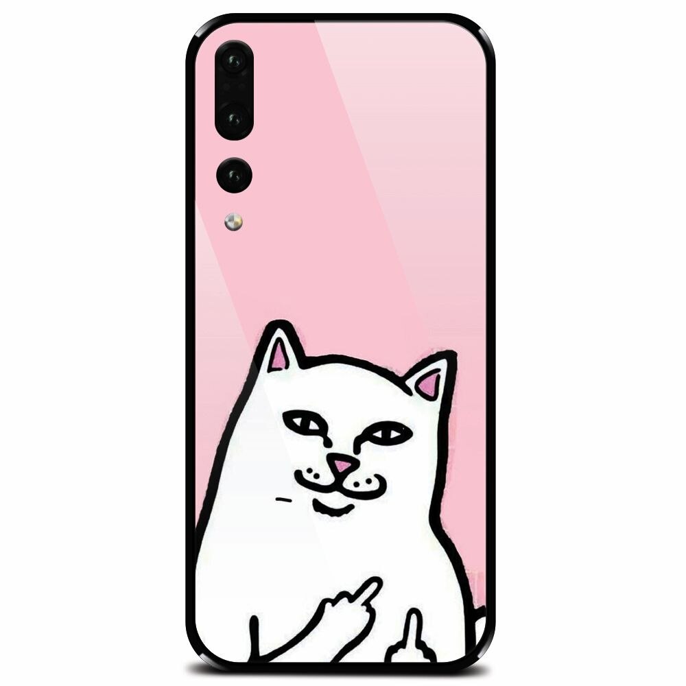 Husa din sticla securizata pentru Huawei P20 Pro, White Cat