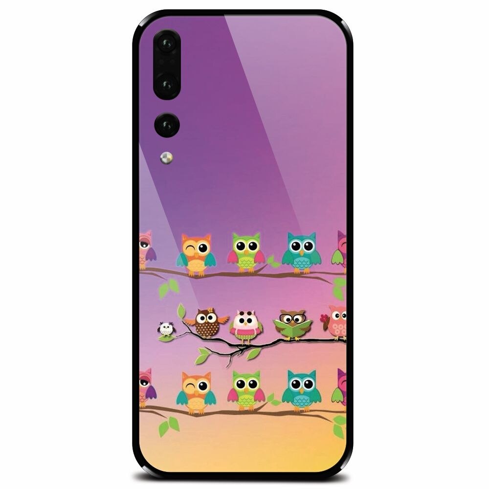 Husa din sticla securizata pentru Huawei P20 Pro, Owls