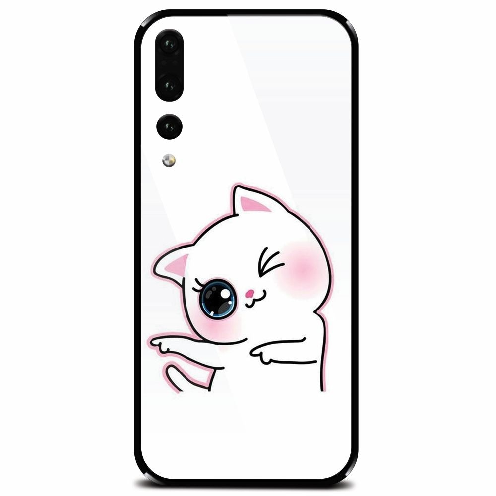 Husa din sticla securizata pentru Huawei P20 Pro, Cute Kitty