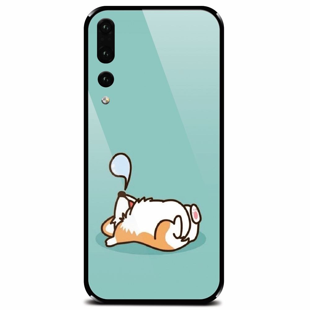 Husa din sticla securizata pentru Huawei P20 Pro, Cute Corgi