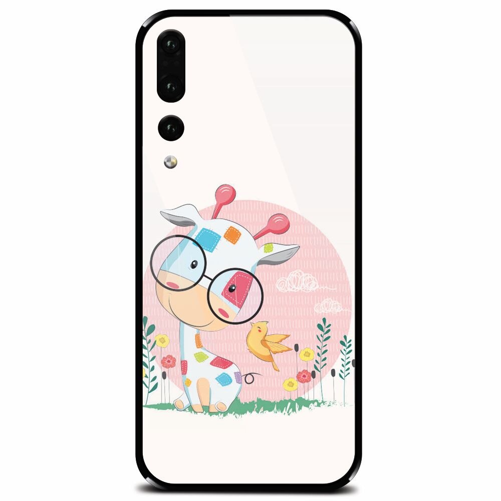 Husa din sticla securizata pentru Huawei P20 Pro, Baby Giraffe