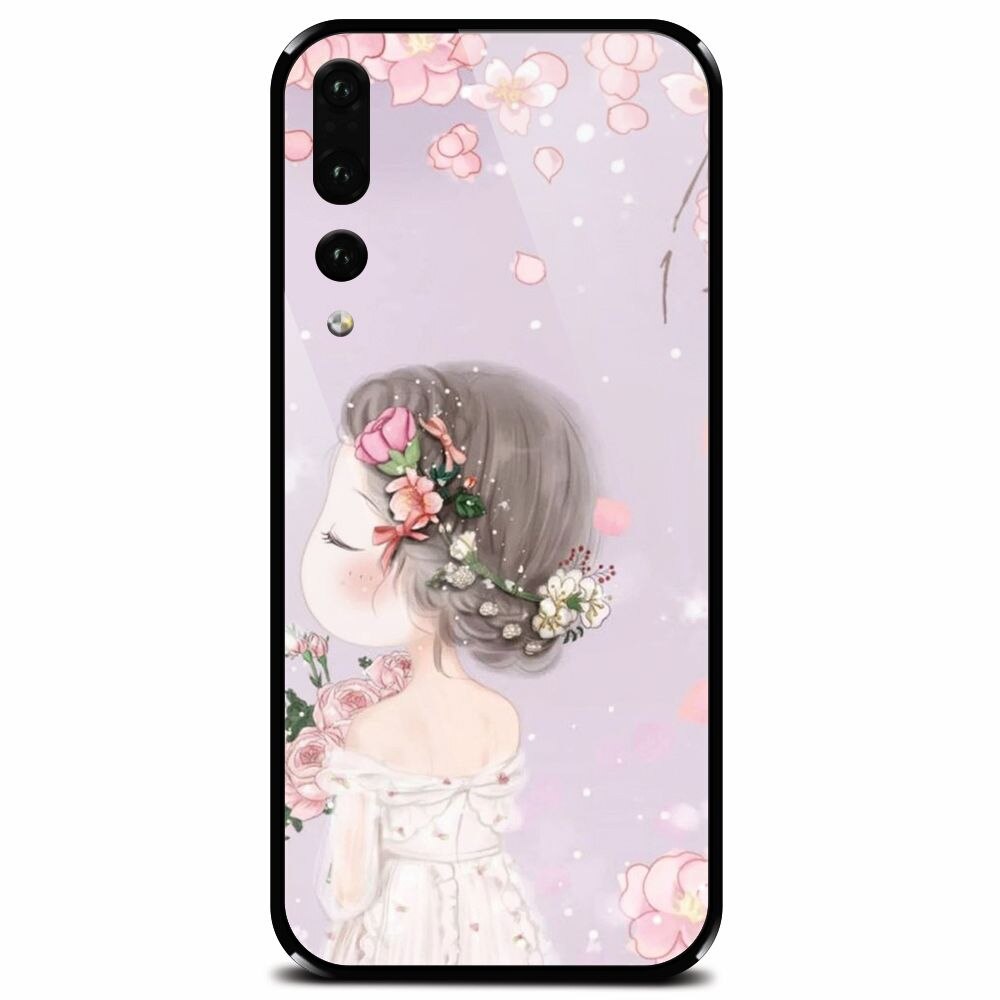 Husa din sticla securizata pentru Huawei P20 Pro, Girl 001