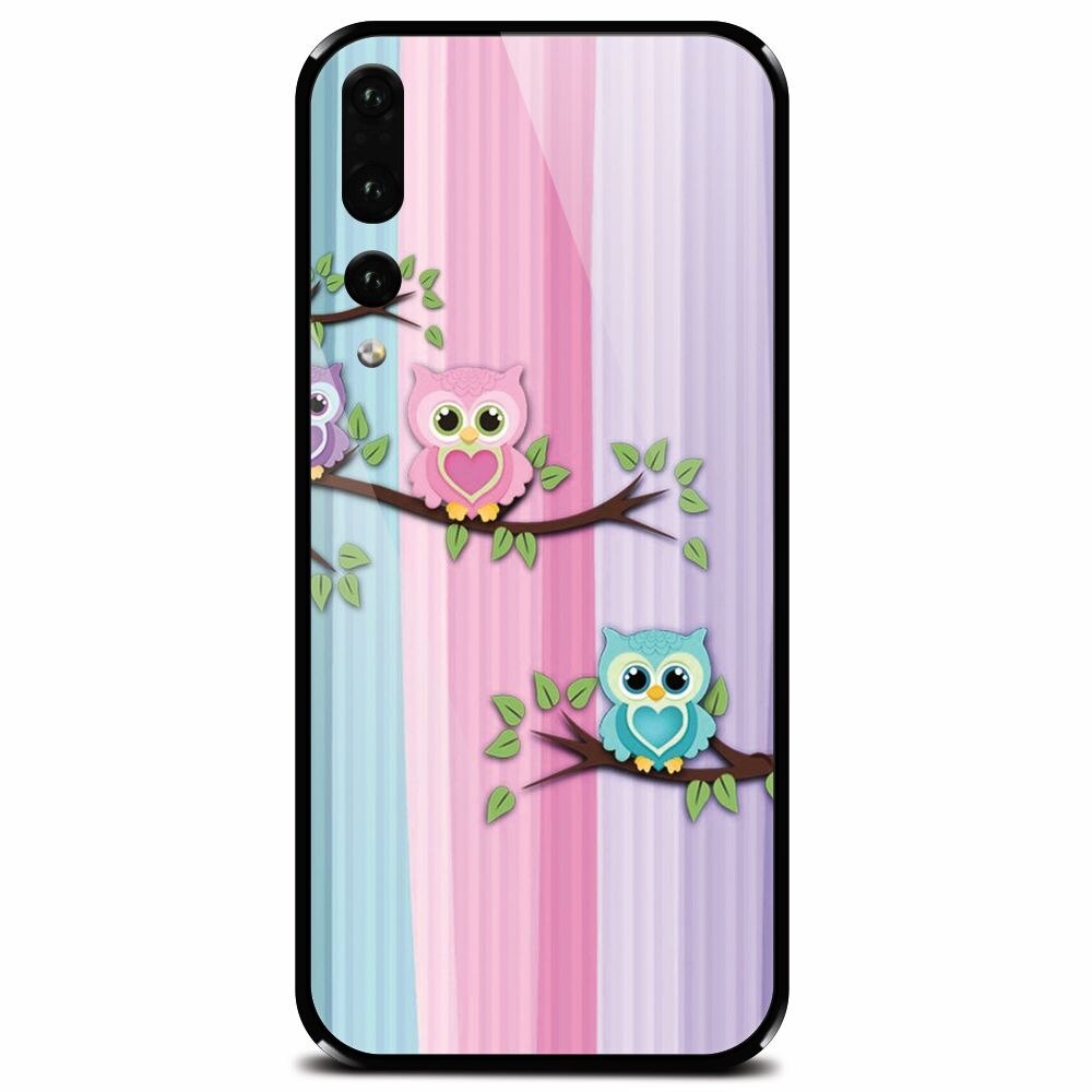 Husa din sticla securizata pentru Huawei P20 Pro, Cute Owl