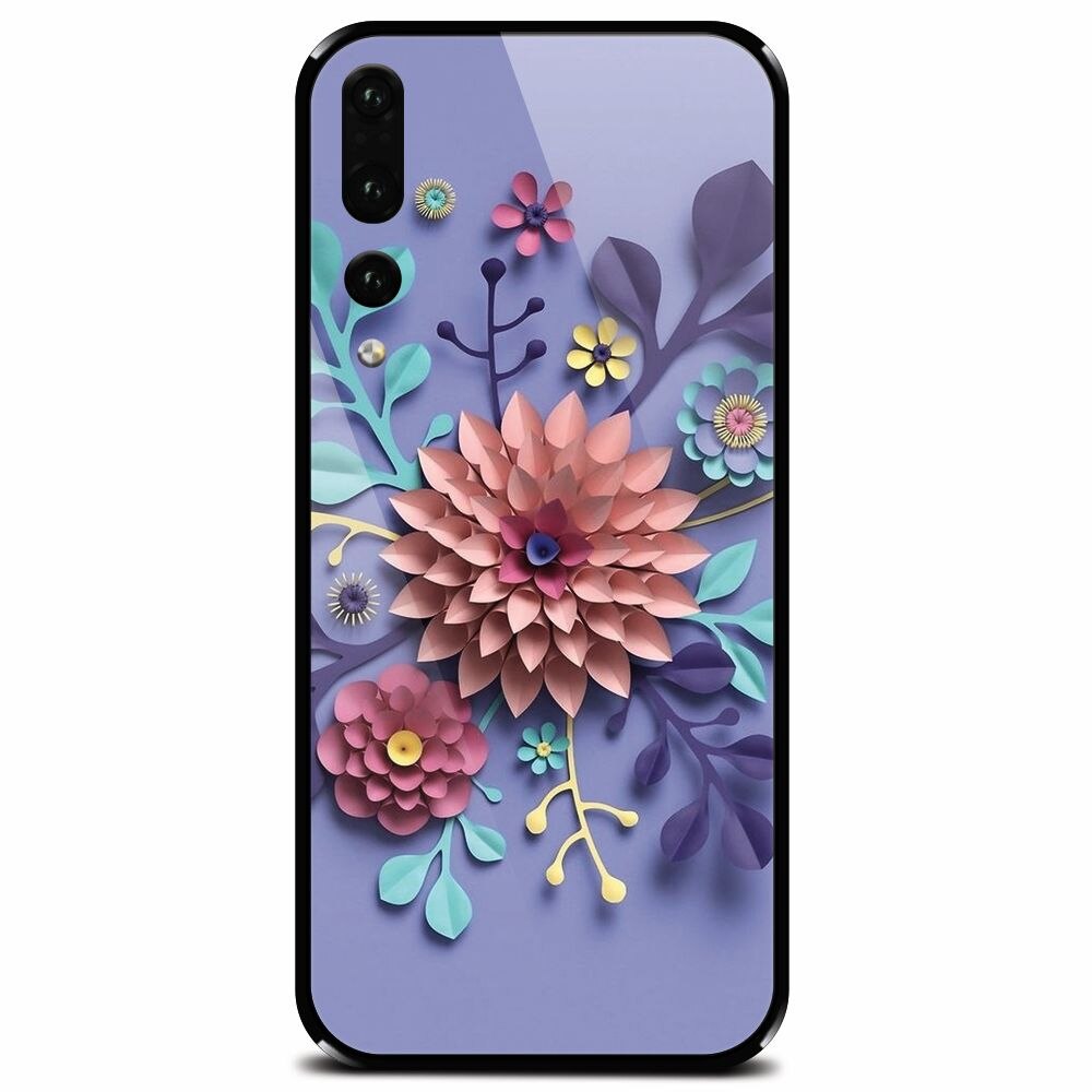 Husa din sticla securizata pentru Huawei P20 Pro, Flower Artwork