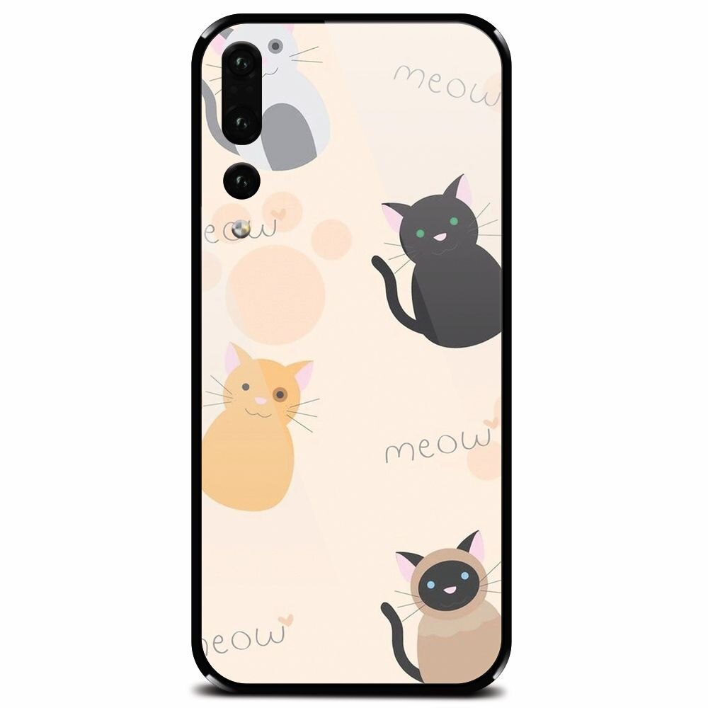 Husa din sticla securizata pentru Huawei P20 Pro, Meow