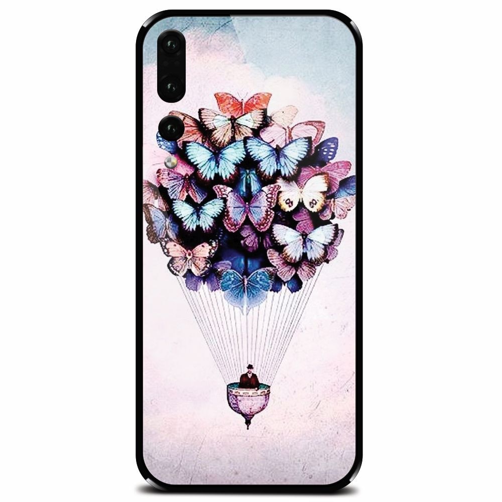 Husa din sticla securizata pentru Huawei P20 Pro, Butterfly Baloon