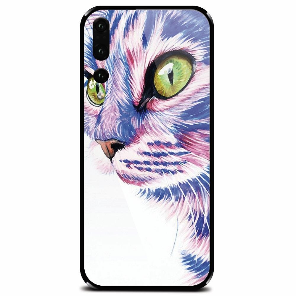 Husa din sticla securizata pentru Huawei P20 Pro, Colorfull Cat