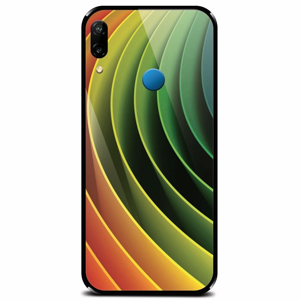 Husa din sticla securizata pentru Huawei P20 Lite, 3D Multicolor Abstract Lines