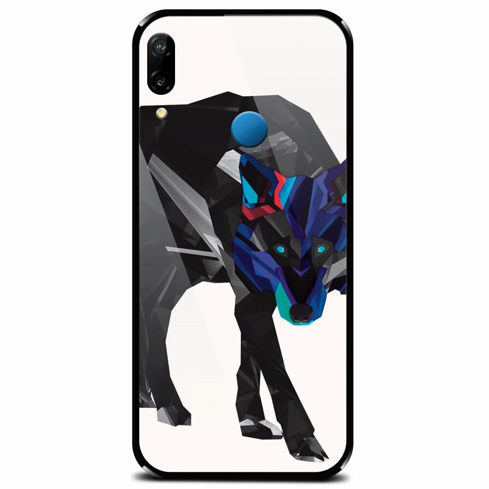 Husa din sticla securizata pentru Huawei P20 Lite, Abstract Wolf