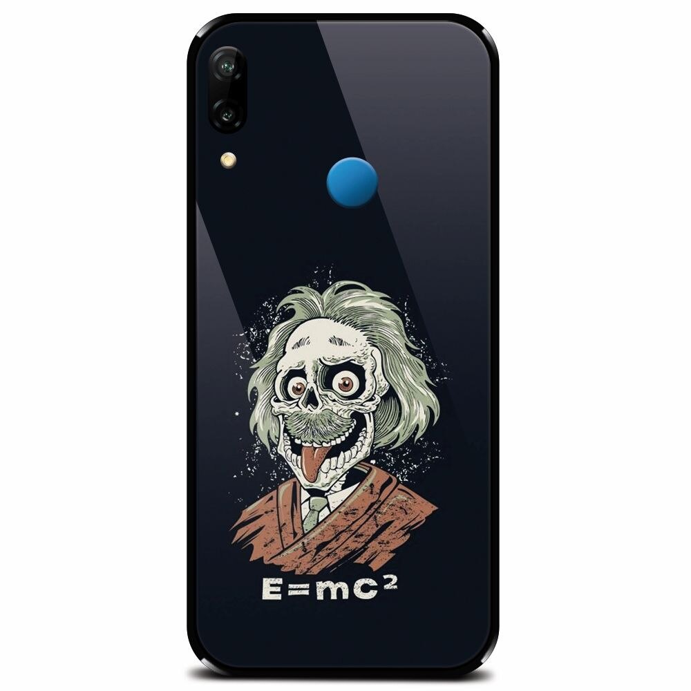 Husa din sticla securizata pentru Huawei P20 Lite, Albert Einstein Caricature