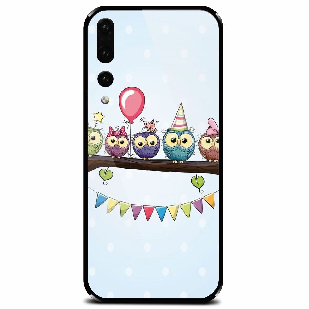 Husa din sticla securizata pentru Huawei P20 Pro, Party Birds