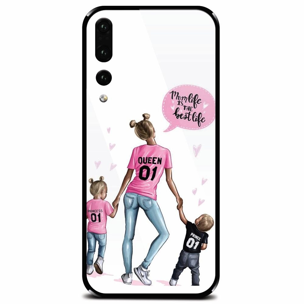 Husa din sticla securizata pentru Huawei P20 Pro, Mom Life