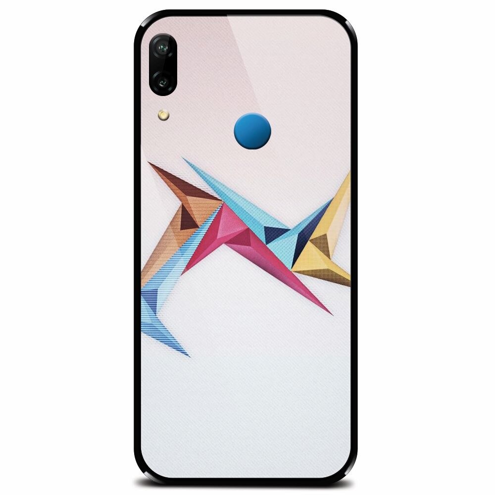 Husa din sticla securizata pentru Huawei P20 Lite, Abstract Minimalistic Colors Triangles