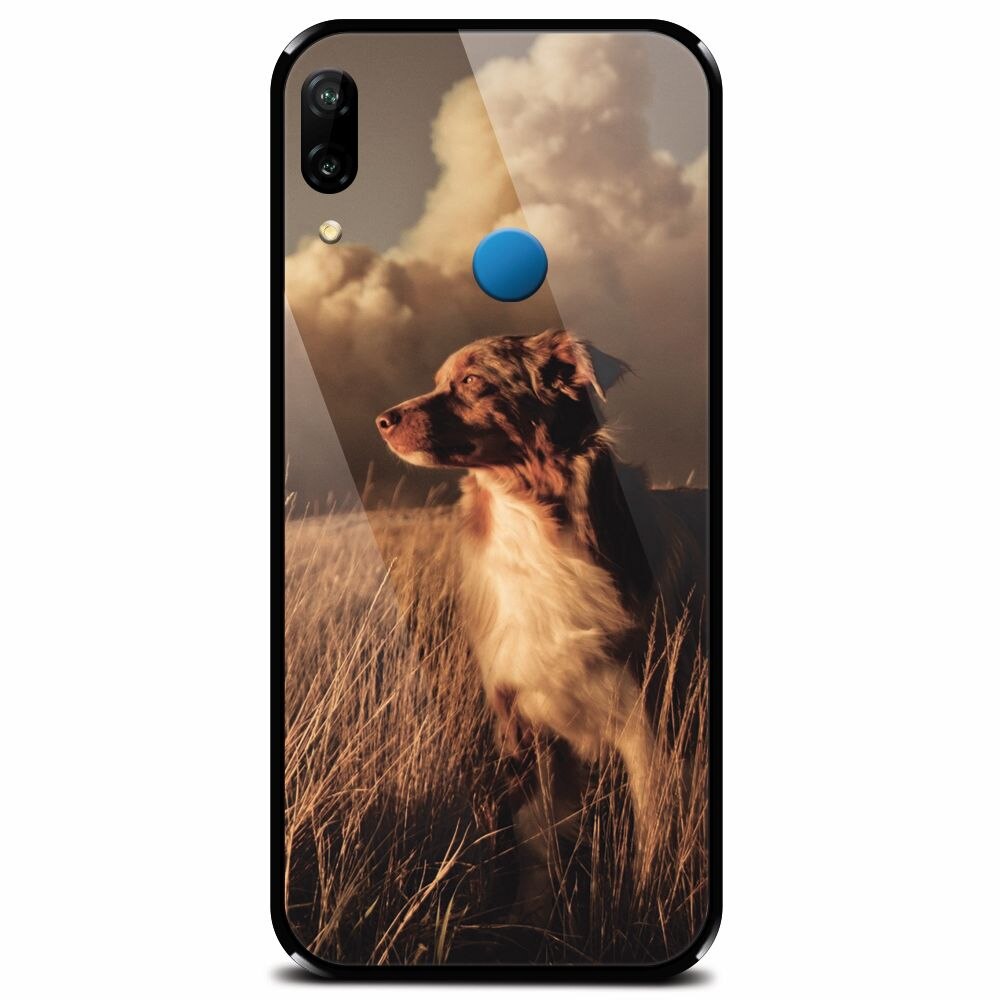 Husa din sticla securizata pentru Huawei P20 Lite, Alone Dog Animal In Grass