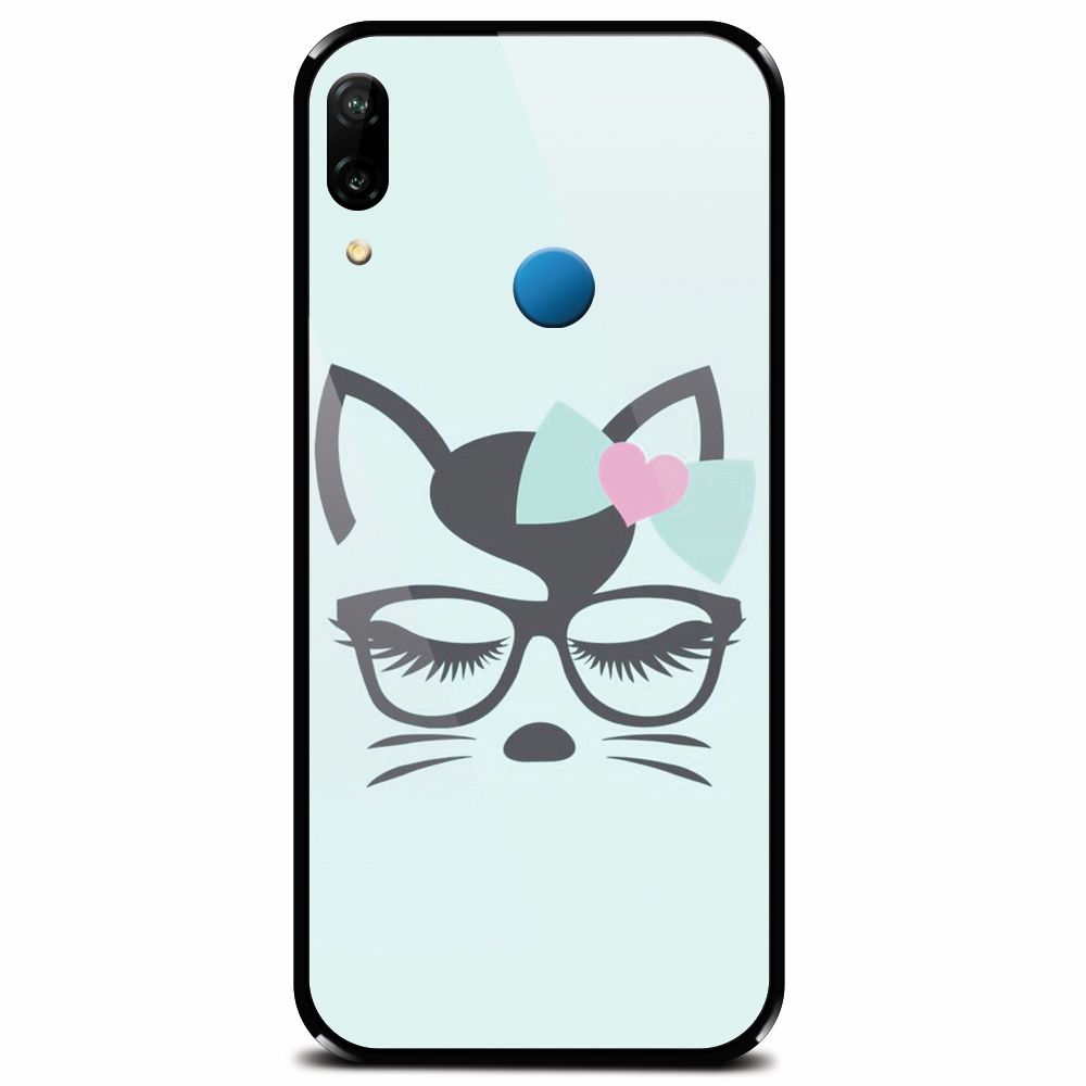 Husa din sticla securizata pentru Huawei P20 Lite, Angel Cat