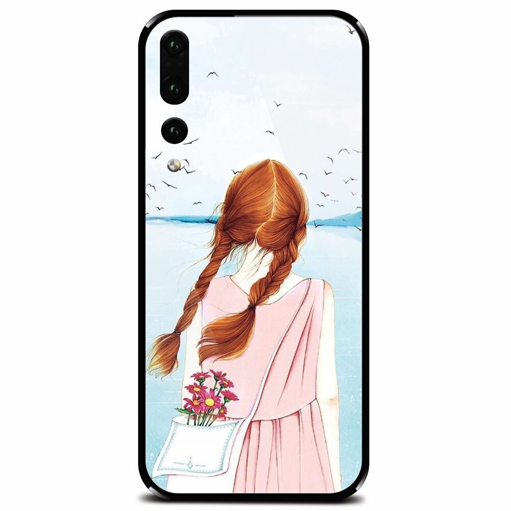 Husa din sticla securizata pentru Huawei P20 Pro, Girl And Birds