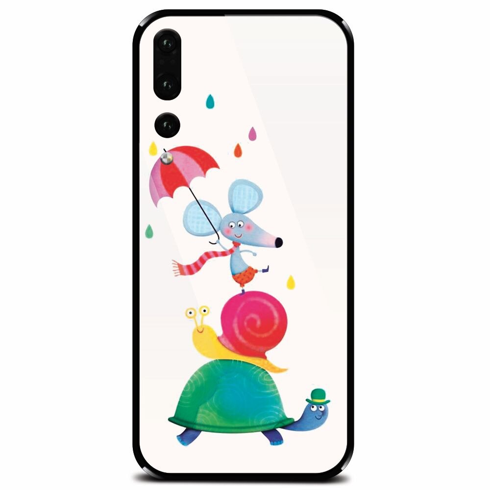 Husa din sticla securizata pentru Huawei P20 Pro, Happy Animals