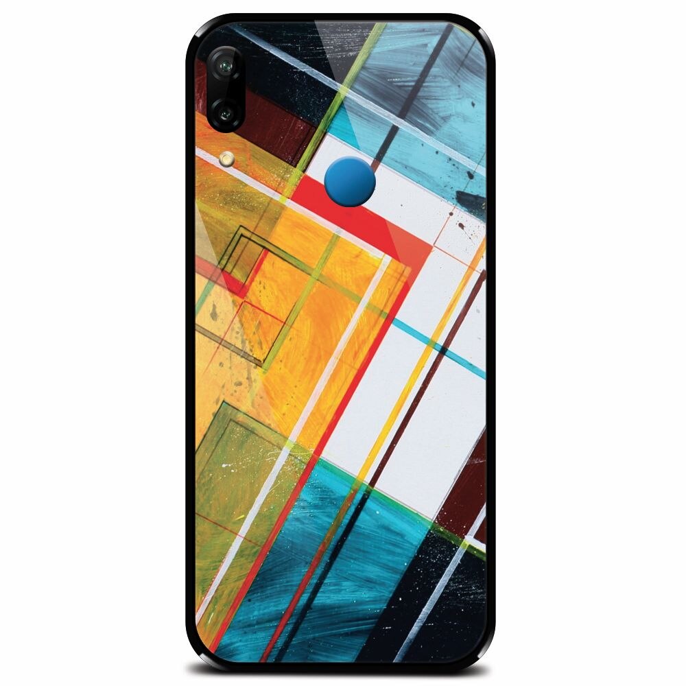 Husa din sticla securizata pentru Huawei P20 Lite, Abstraction Color Shape