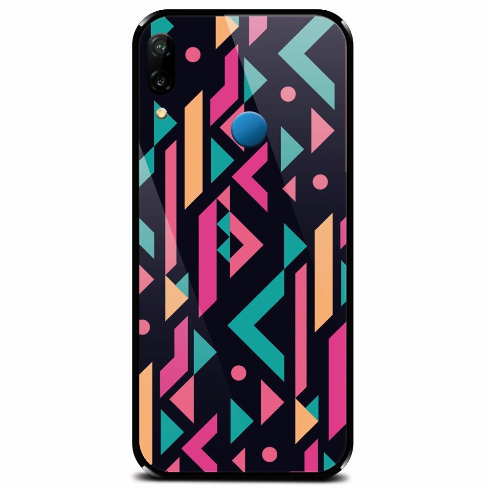 Husa din sticla securizata pentru Huawei P20 Lite, Alien Geometrics