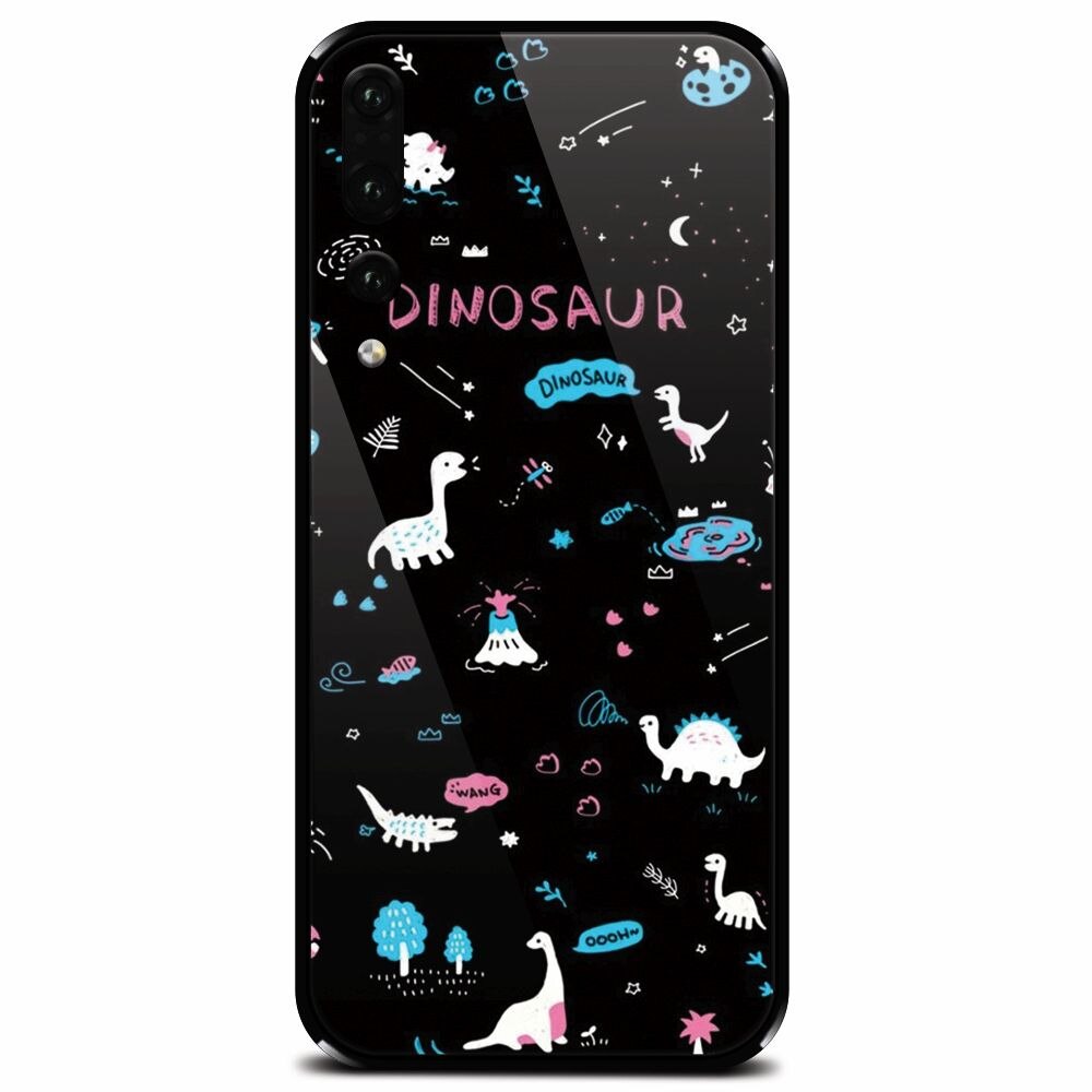 Husa din sticla securizata pentru Huawei P20 Pro, Dinosaur