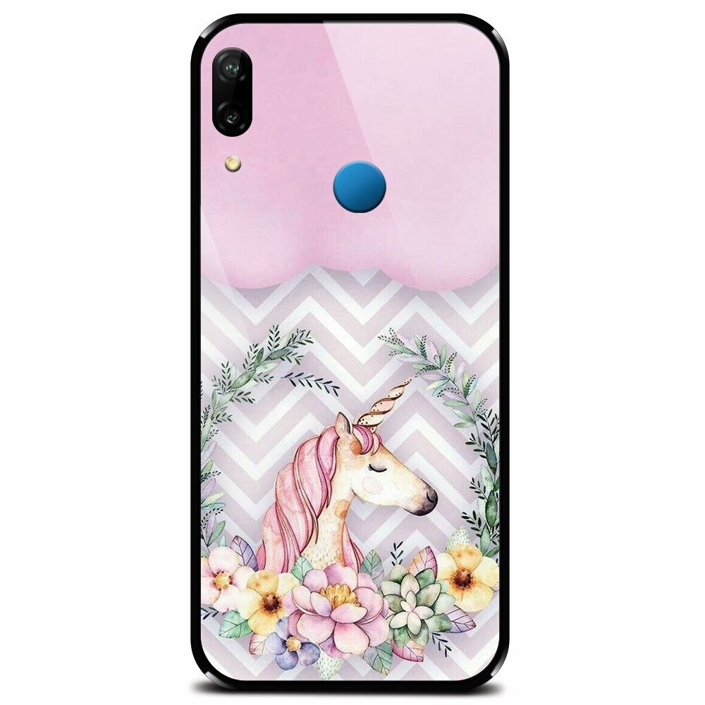 Husa din sticla securizata pentru Huawei P20 Lite, Aesthetic Unicorn