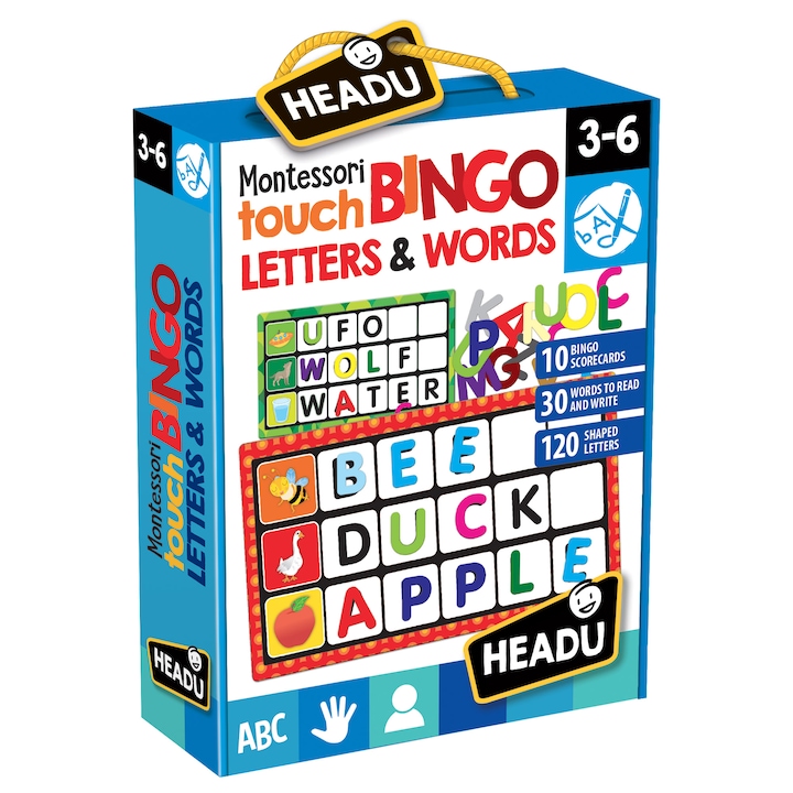 Headu Montessori Oktató játék - Bingó: Képek és szavak