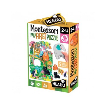 Puzzle Headu Montessori Primul meu puzzle - Jungla, 6 piese, 5 figurine lemn Puzzle Headu Montessori Primul meu puzzle - Jungla, 6 piese, 5 figurine lemn