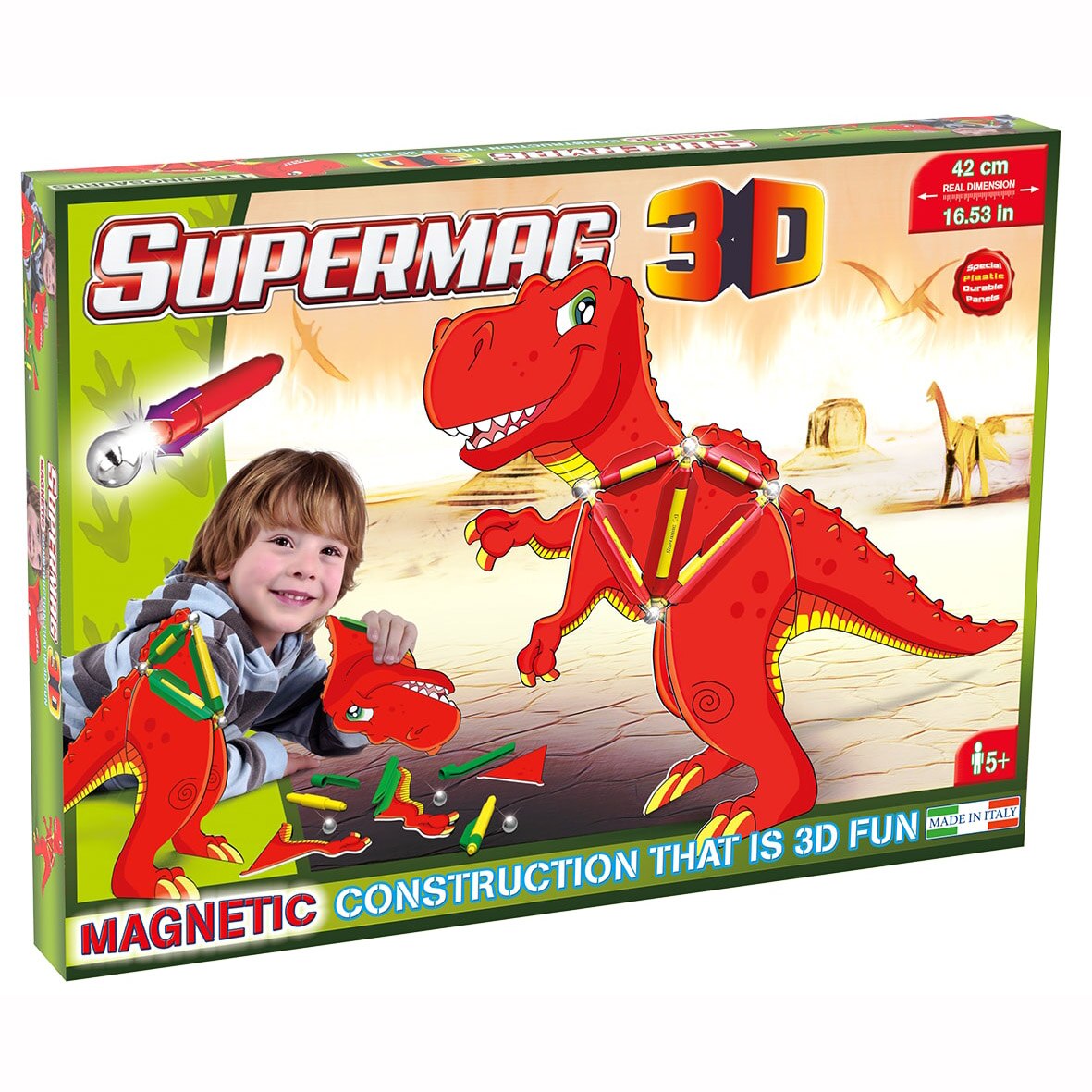 Set de constructie magnetic Supermag 3D - T-Rex
