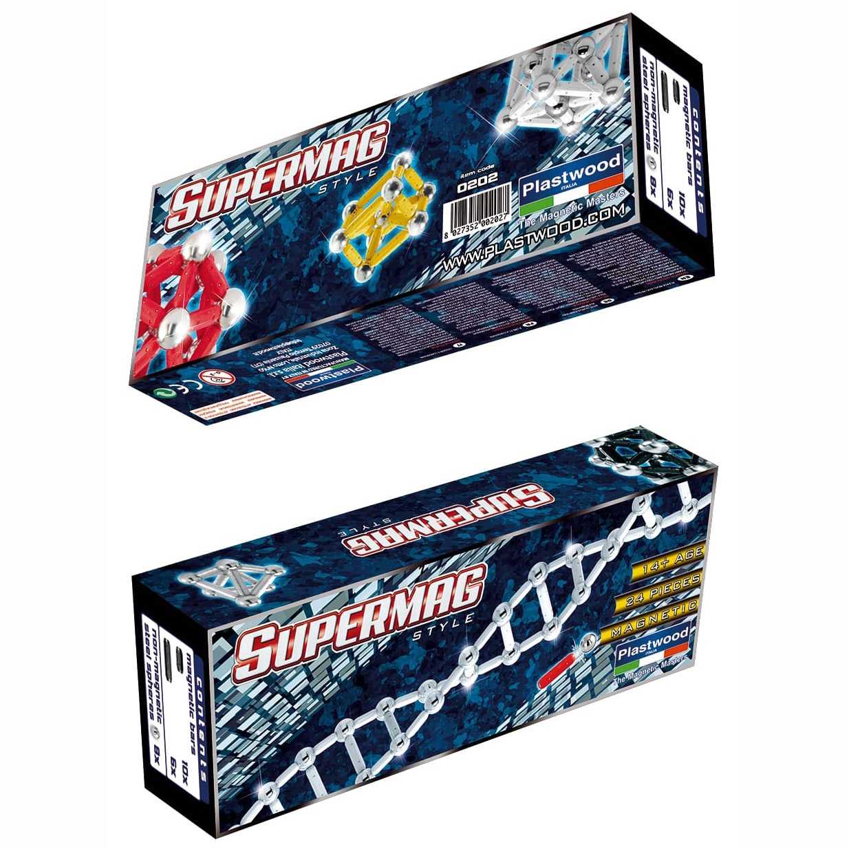 Set de constructie magnetic Supermag - Style, 24 piese