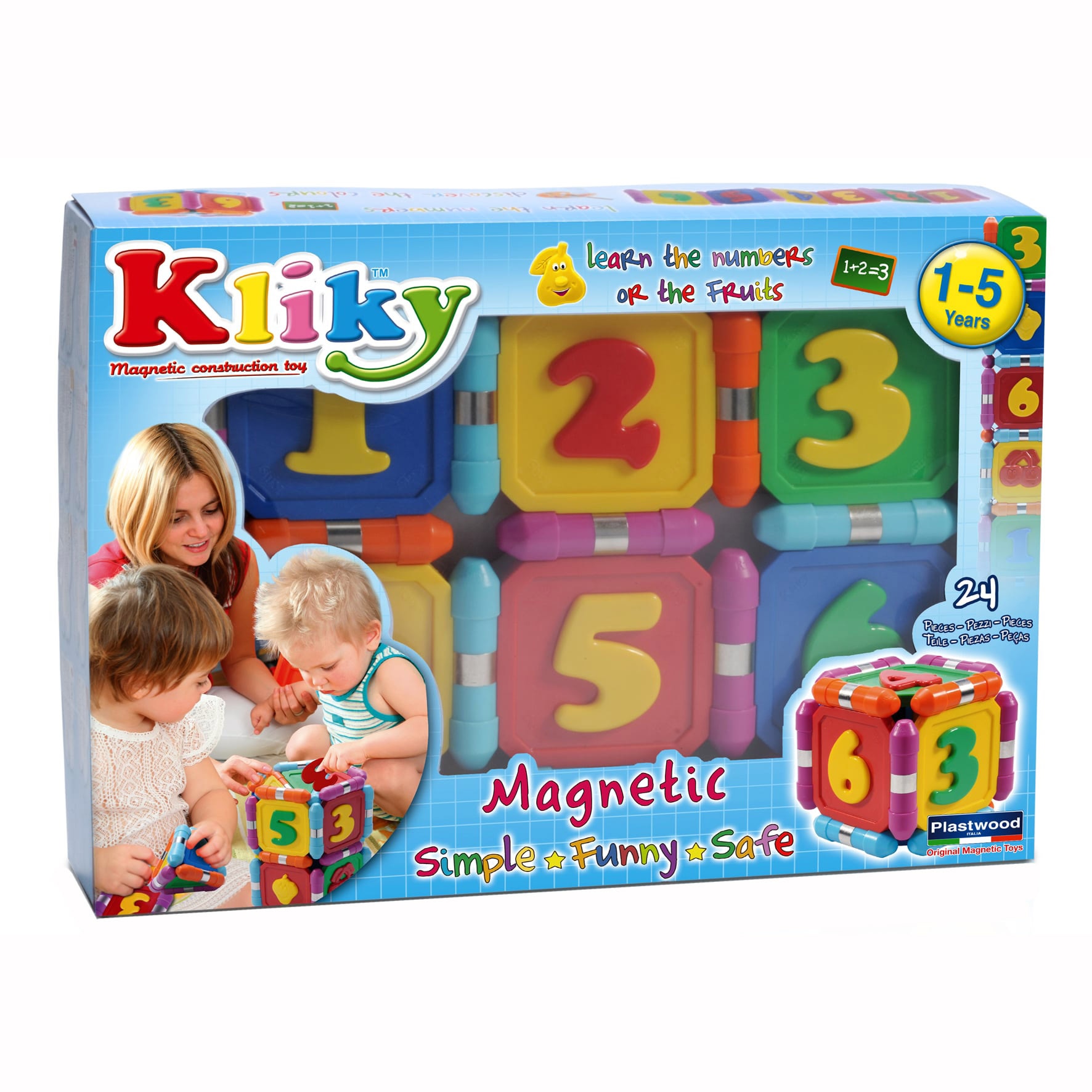 Set de constructie magnetic Kliky - Sa invatam numerele, 24 piese