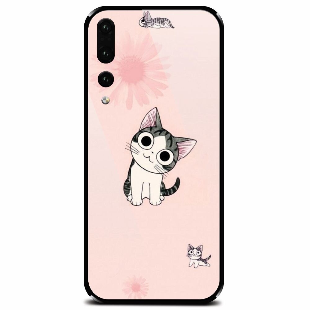 Husa din sticla securizata pentru Huawei P20 Pro, Cute Cat 101