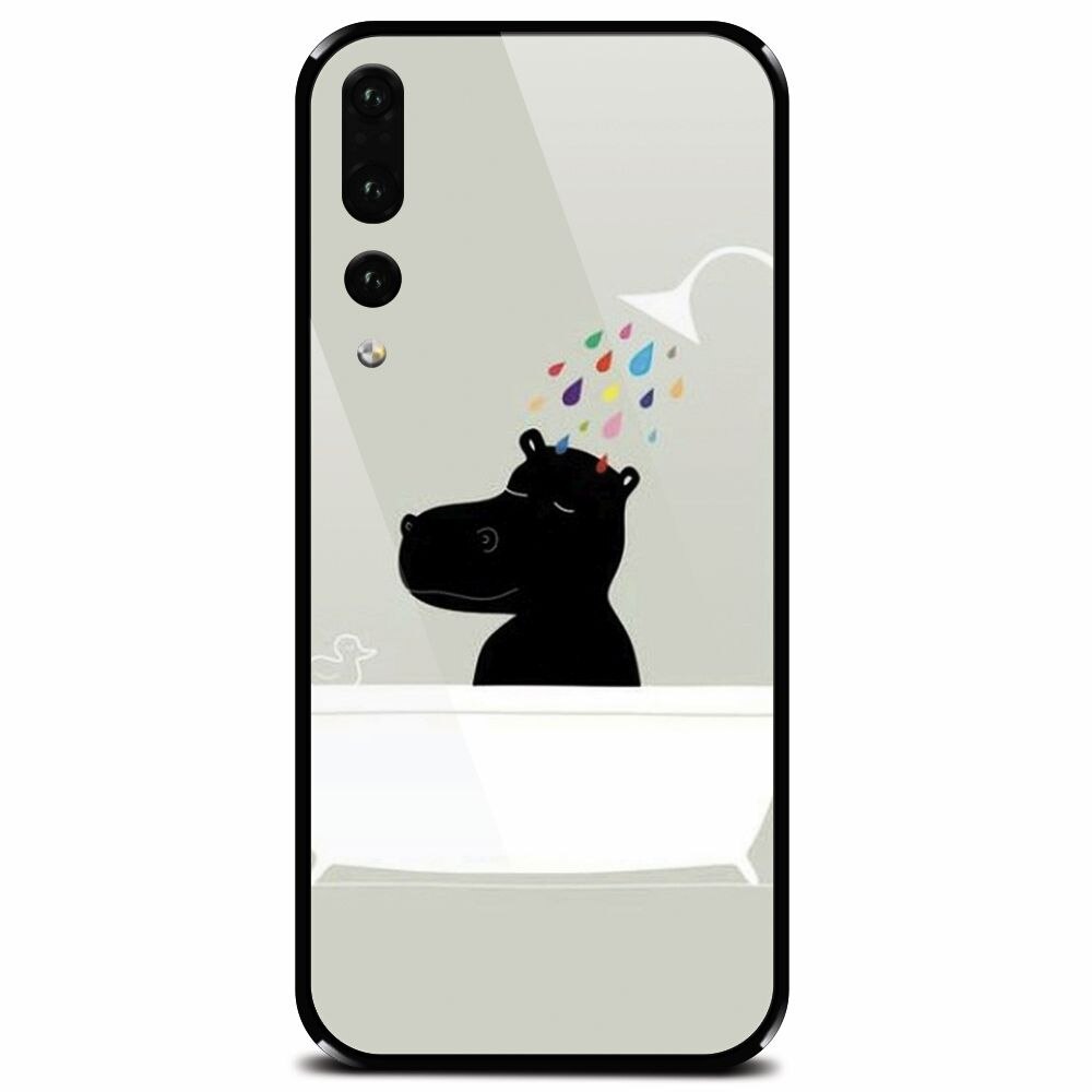 Husa din sticla securizata pentru Huawei P20 Pro, Hippo Bath