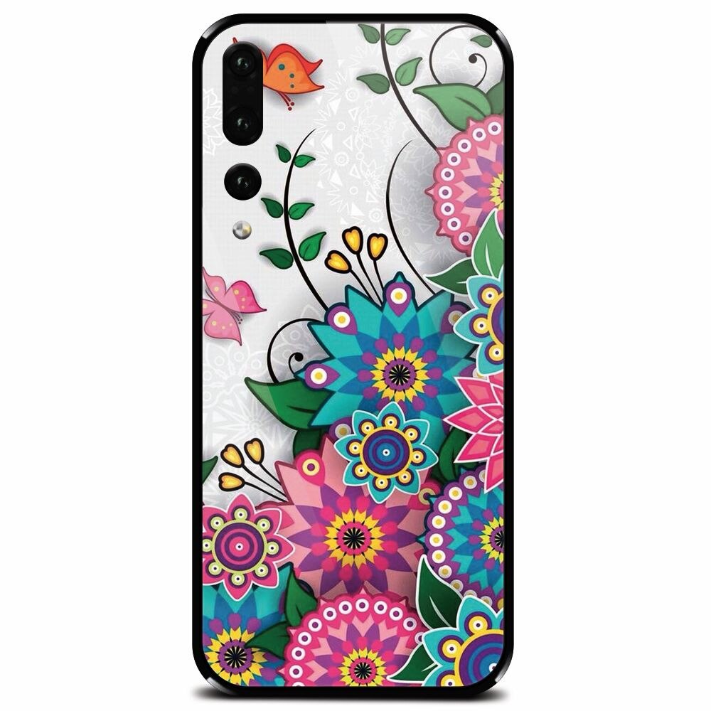 Husa din sticla securizata pentru Huawei P20 Pro, Mandala Flowers