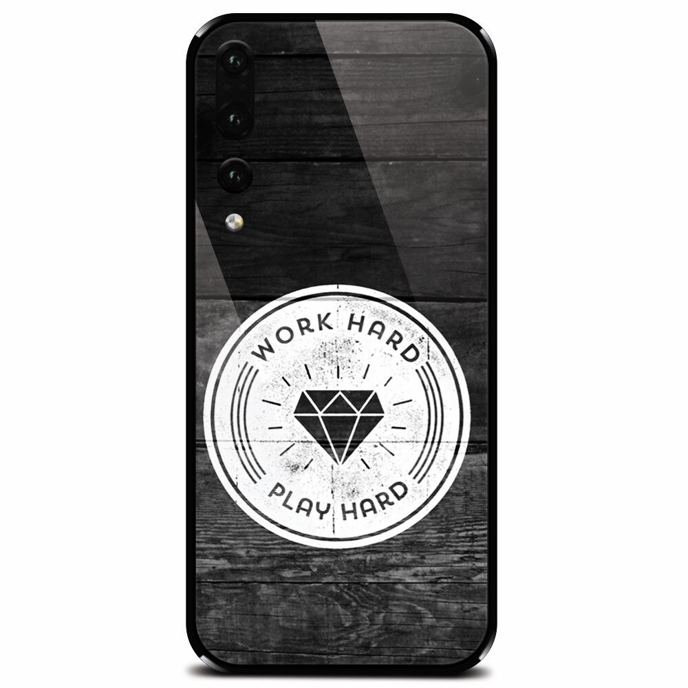 Husa din sticla securizata pentru Huawei P20 Pro, Work Hard Play Hard