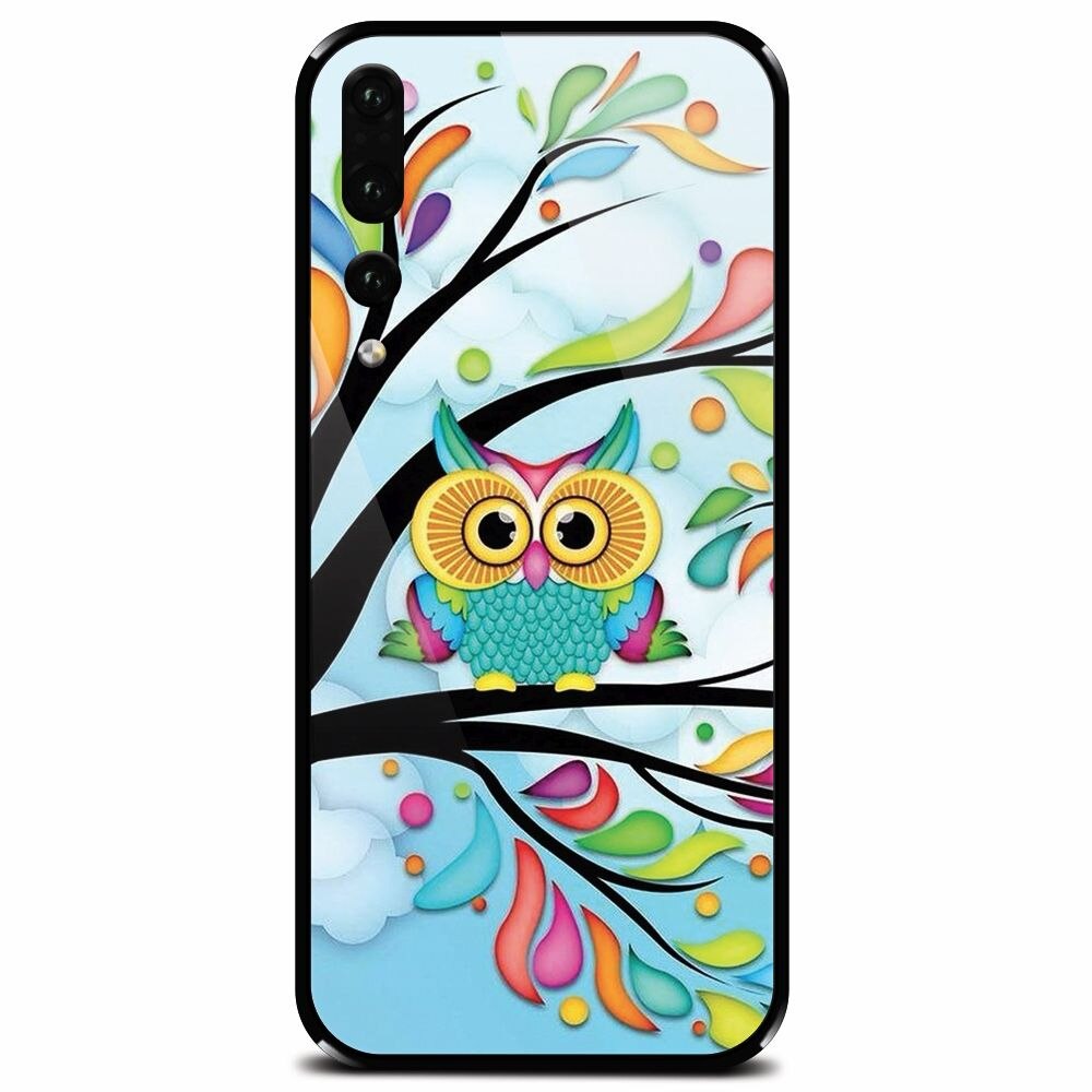 Husa din sticla securizata pentru Huawei P20 Pro, Owl 101