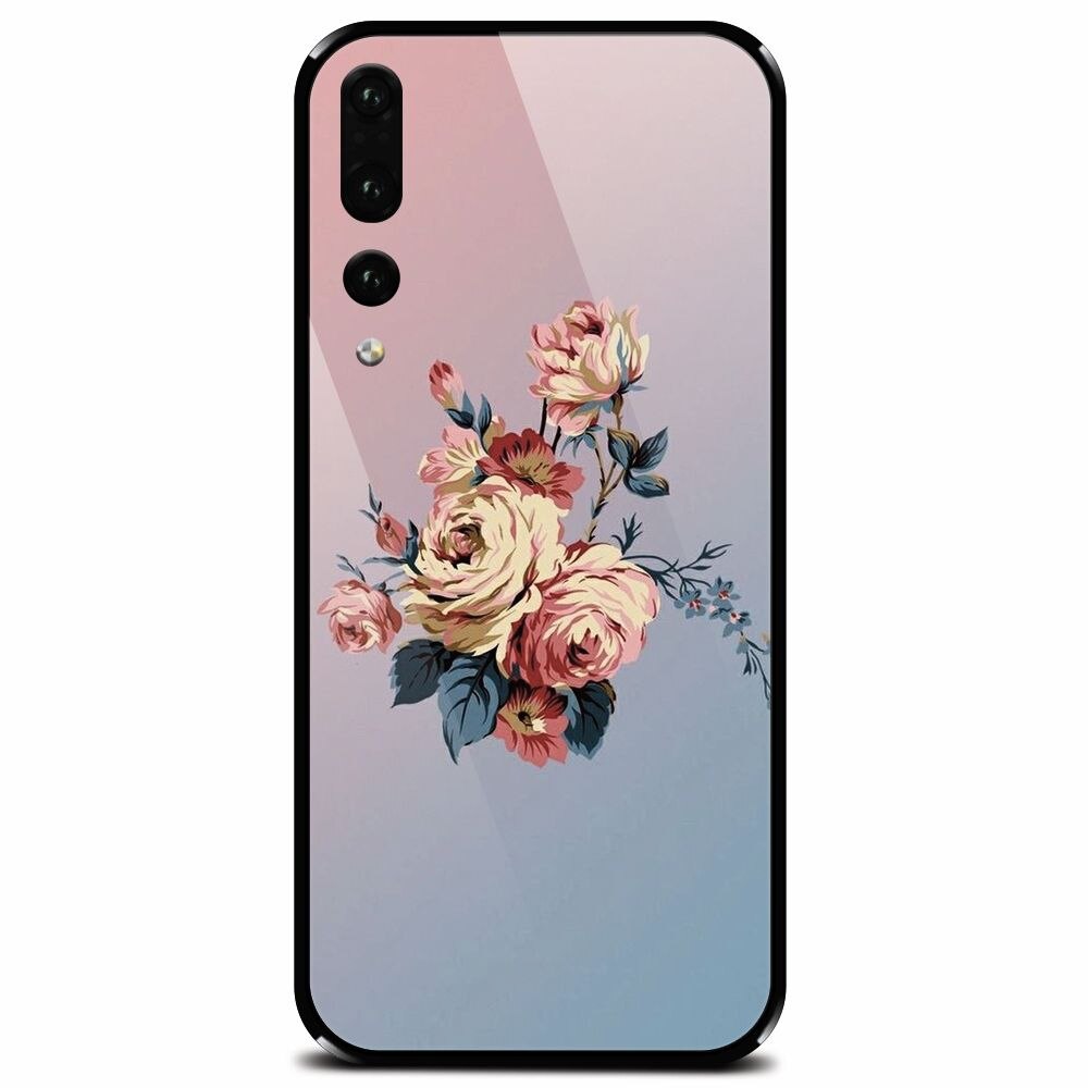 Husa din sticla securizata pentru Huawei P20 Pro, Roses