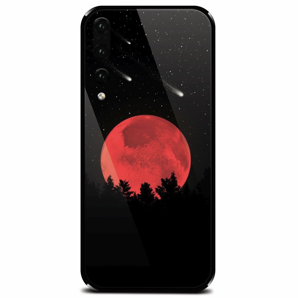 Husa din sticla securizata pentru Huawei P20 Pro, Blood Moon