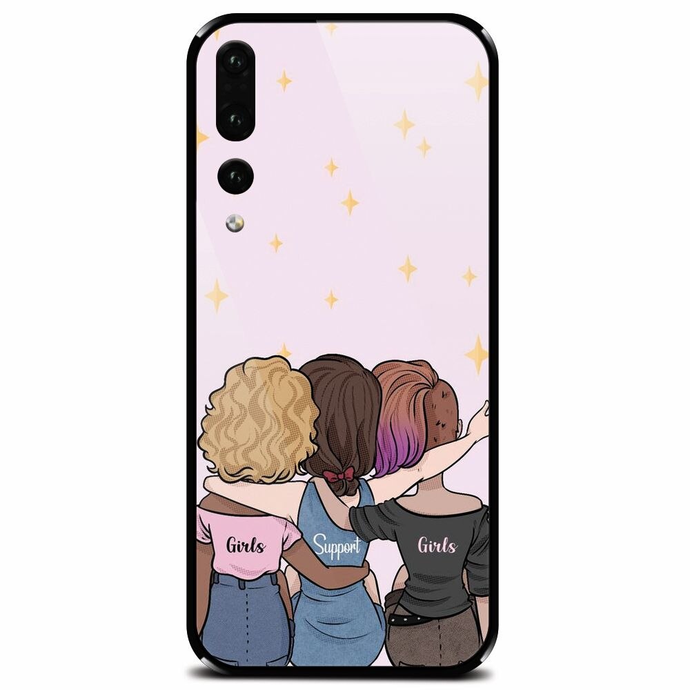 Husa din sticla securizata pentru Huawei P20 Pro, Girls Support Girls