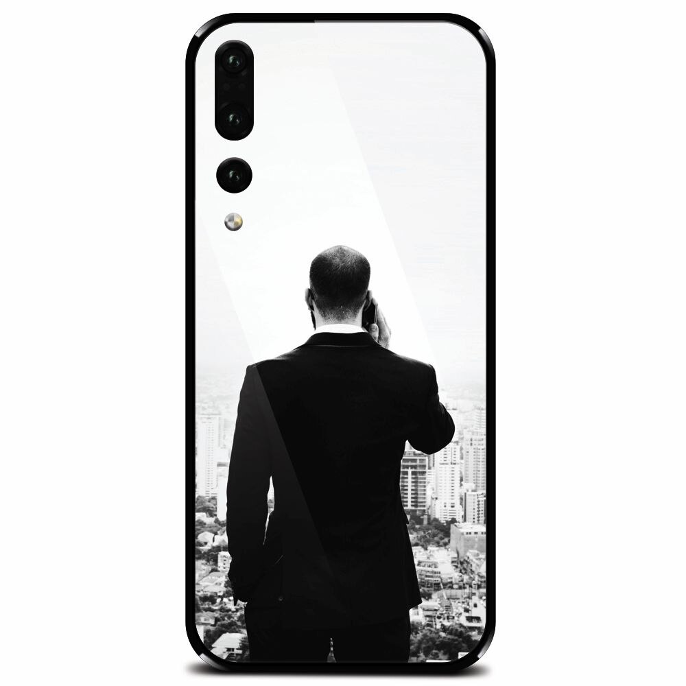 Husa din sticla securizata pentru Huawei P20 Pro, Man In Suit