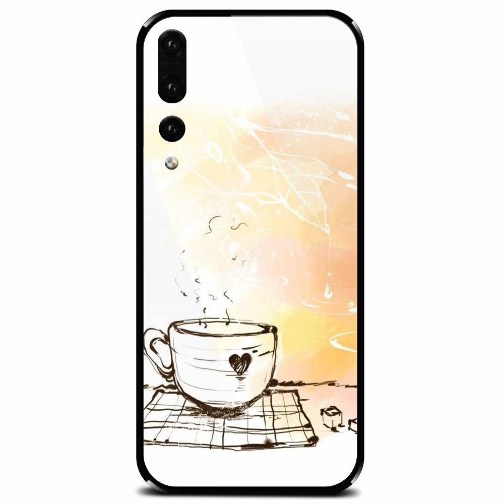 Husa din sticla securizata pentru Huawei P20 Pro, Coffe Love