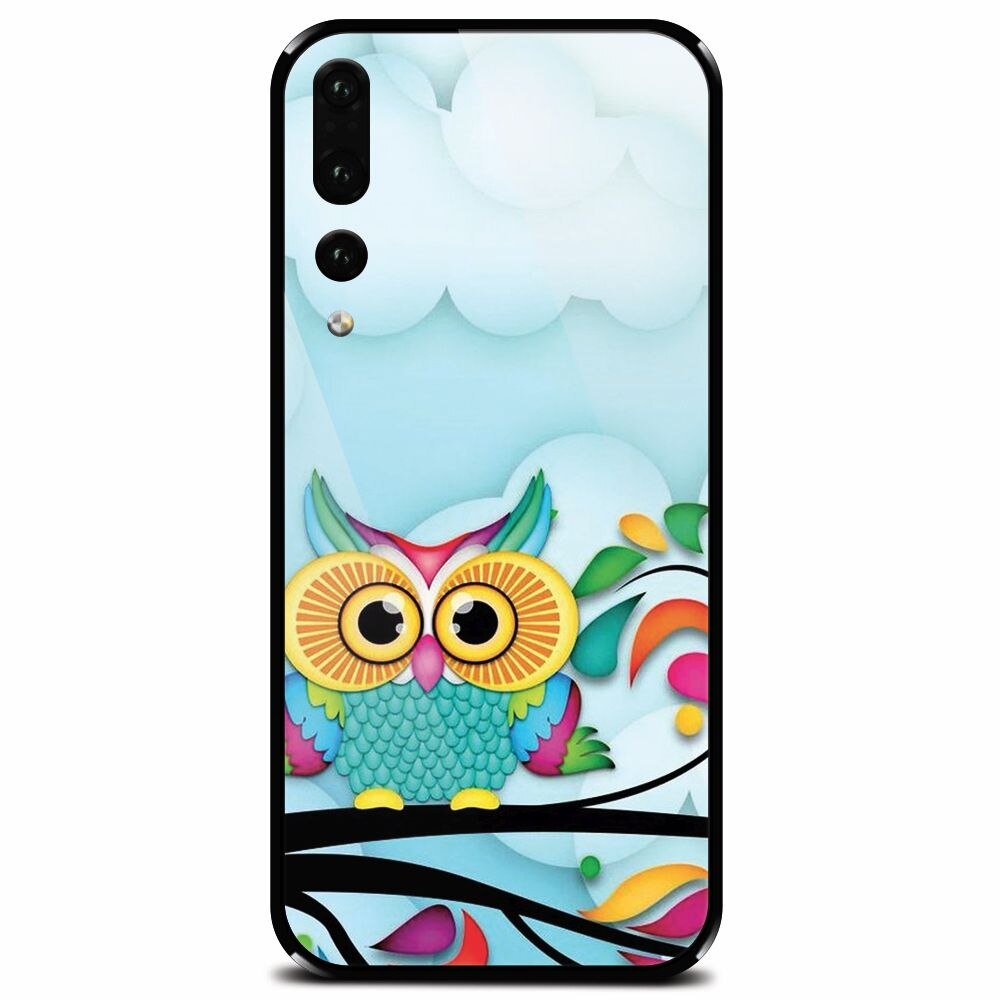 Husa din sticla securizata pentru Huawei P20 Pro, Owl 102