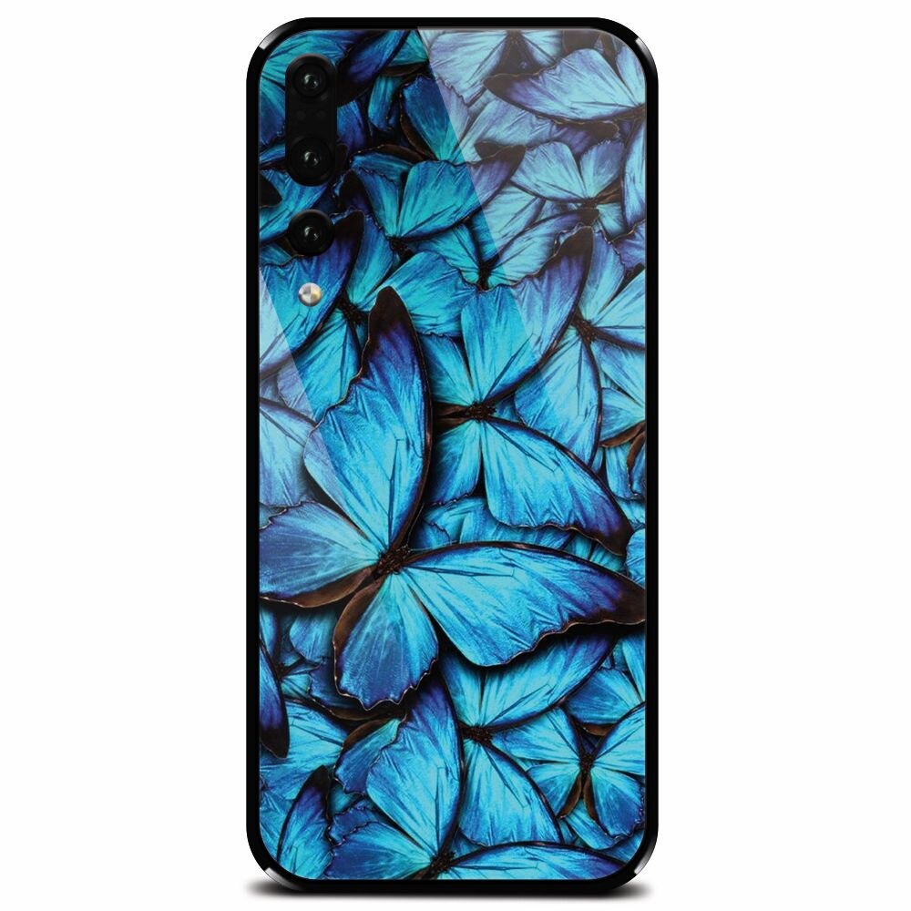 Husa din sticla securizata pentru Huawei P20 Pro, Blue Butterfly 101