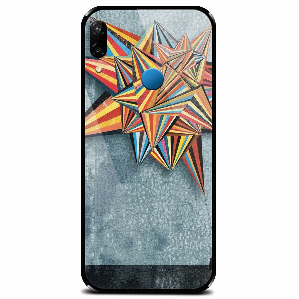 Husa din sticla securizata pentru Huawei P20 Lite, Abstract Colorful Balloon Triangles