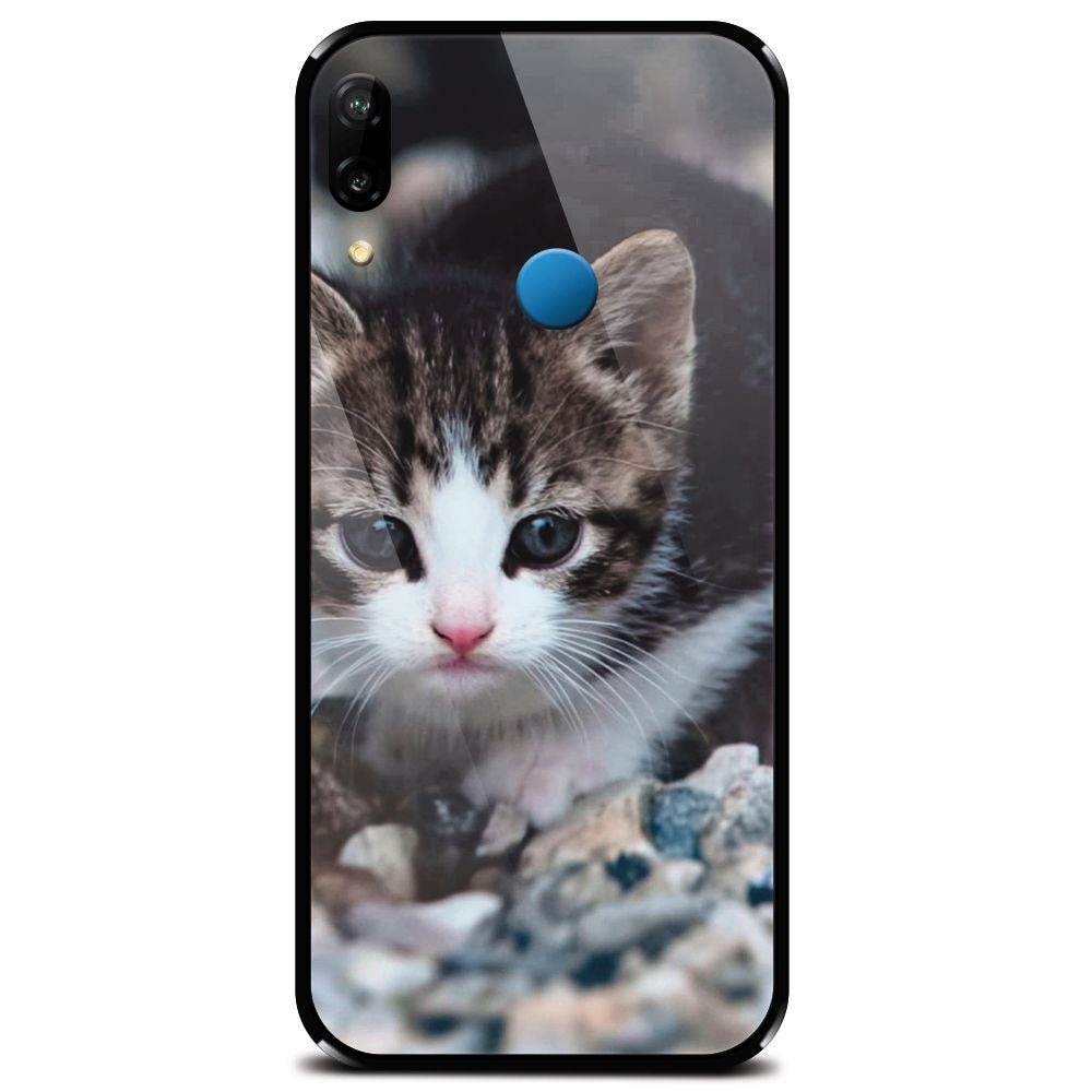 Husa din sticla securizata pentru Huawei P20 Lite, Animal Cat