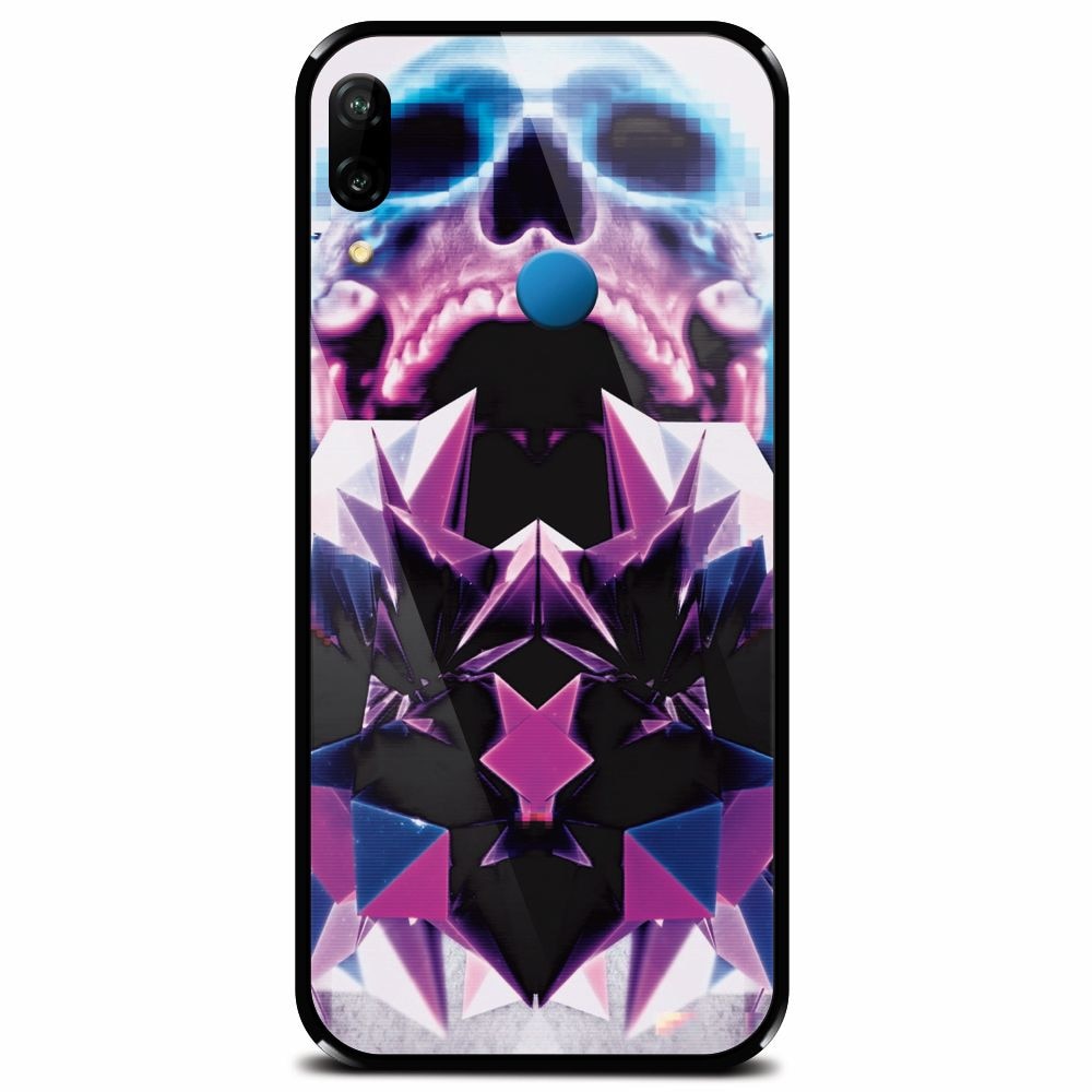 Husa din sticla securizata pentru Huawei P20 Lite, Abstract Framed Skull