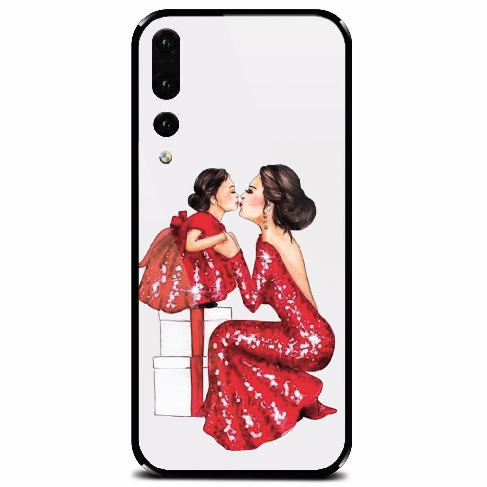 Husa din sticla securizata pentru Huawei P20 Pro, Double Red Dress