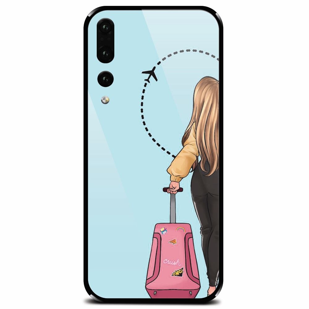 Husa din sticla securizata pentru Huawei P20 Pro, Travel Girl